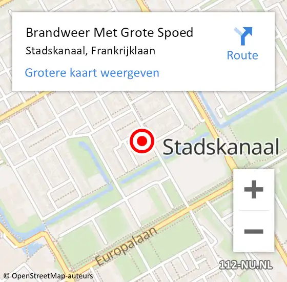 Locatie op kaart van de 112 melding: Brandweer Met Grote Spoed Naar Stadskanaal, Frankrijklaan op 4 december 2024 17:04