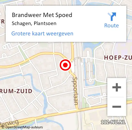 Locatie op kaart van de 112 melding: Brandweer Met Spoed Naar Schagen, Plantsoen op 4 december 2024 17:09