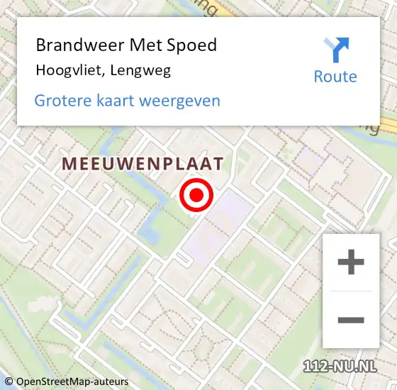 Locatie op kaart van de 112 melding: Brandweer Met Spoed Naar Hoogvliet, Lengweg op 4 december 2024 17:12