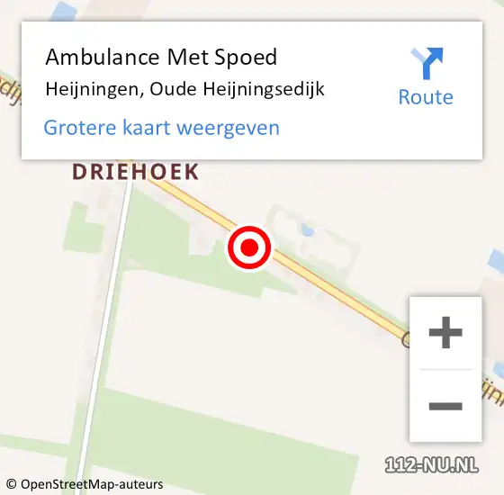 Locatie op kaart van de 112 melding: Ambulance Met Spoed Naar Heijningen, Oude Heijningsedijk op 29 oktober 2014 10:00