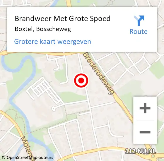 Locatie op kaart van de 112 melding: Brandweer Met Grote Spoed Naar Boxtel, Bosscheweg op 4 december 2024 17:14