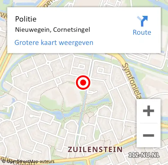 Locatie op kaart van de 112 melding: Politie Nieuwegein, Cornetsingel op 4 december 2024 17:34