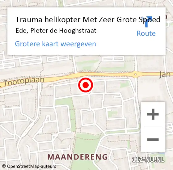 Locatie op kaart van de 112 melding: Trauma helikopter Met Zeer Grote Spoed Naar Ede, Pieter de Hooghstraat op 4 december 2024 17:41