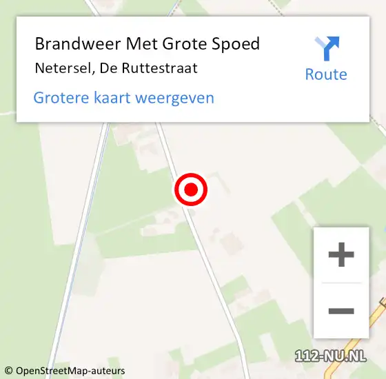 Locatie op kaart van de 112 melding: Brandweer Met Grote Spoed Naar Netersel, De Ruttestraat op 4 december 2024 17:50