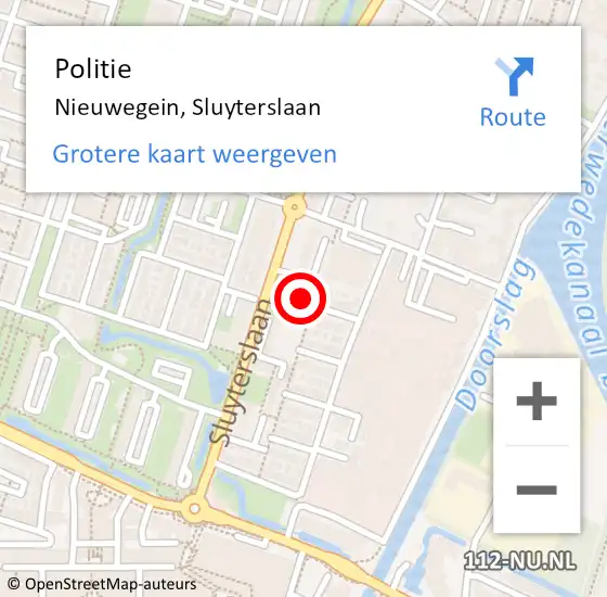 Locatie op kaart van de 112 melding: Politie Nieuwegein, Sluyterslaan op 4 december 2024 18:14