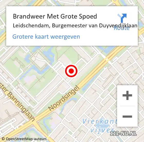 Locatie op kaart van de 112 melding: Brandweer Met Grote Spoed Naar Leidschendam, Burgemeester van Duyvendijklaan op 4 december 2024 18:18