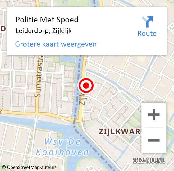 Locatie op kaart van de 112 melding: Politie Met Spoed Naar Leiderdorp, Zijldijk op 4 december 2024 18:20