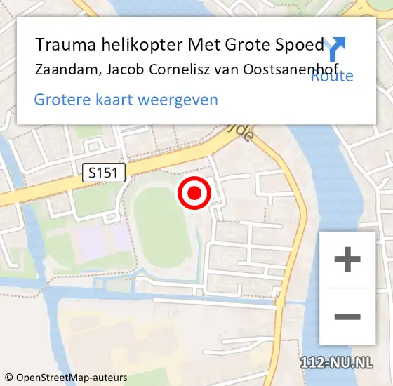 Locatie op kaart van de 112 melding: Trauma helikopter Met Grote Spoed Naar Zaandam, Jacob Cornelisz van Oostsanenhof op 4 december 2024 18:28