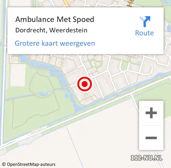 Locatie op kaart van de 112 melding: Ambulance Met Spoed Naar Dordrecht, Weerdestein op 4 december 2024 18:38