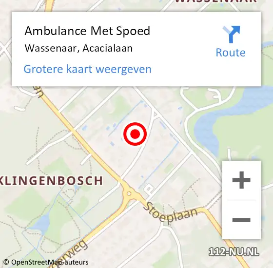 Locatie op kaart van de 112 melding: Ambulance Met Spoed Naar Wassenaar, Acacialaan op 4 december 2024 19:09