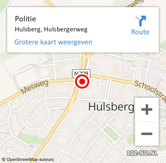 Locatie op kaart van de 112 melding: Politie Hulsberg, Hulsbergerweg op 4 december 2024 19:17