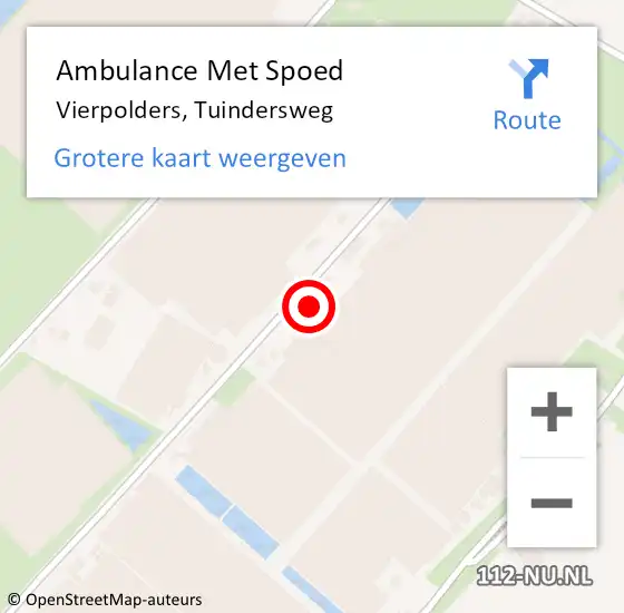 Locatie op kaart van de 112 melding: Ambulance Met Spoed Naar Vierpolders, Tuindersweg op 4 december 2024 19:23