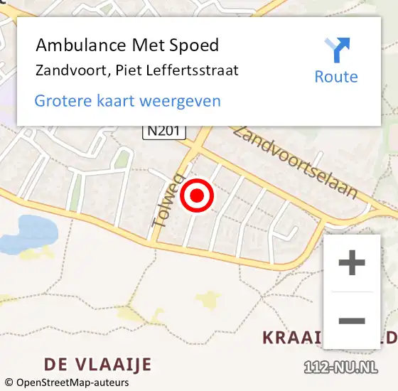 Locatie op kaart van de 112 melding: Ambulance Met Spoed Naar Zandvoort, Piet Leffertsstraat op 4 december 2024 20:00