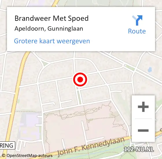 Locatie op kaart van de 112 melding: Brandweer Met Spoed Naar Apeldoorn, Gunninglaan op 4 december 2024 20:04