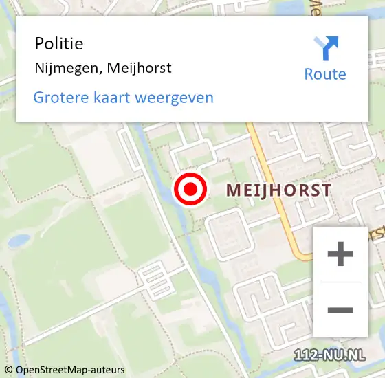 Locatie op kaart van de 112 melding: Politie Nijmegen, Meijhorst op 4 december 2024 20:19