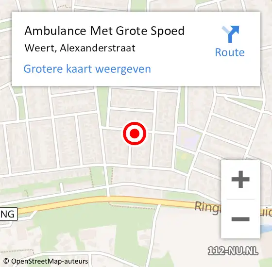 Locatie op kaart van de 112 melding: Ambulance Met Grote Spoed Naar Weert, Alexanderstraat op 19 oktober 2013 07:29