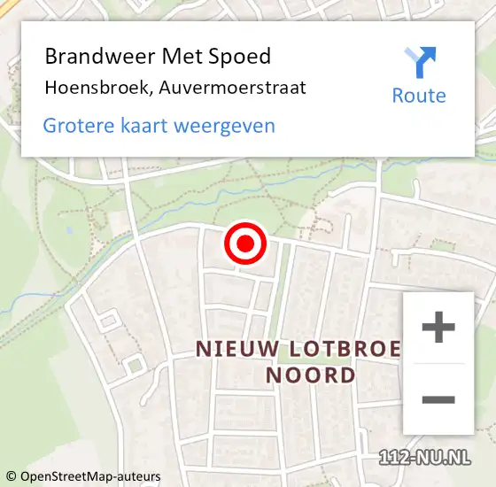 Locatie op kaart van de 112 melding: Brandweer Met Spoed Naar Hoensbroek, Auvermoerstraat op 4 december 2024 21:11