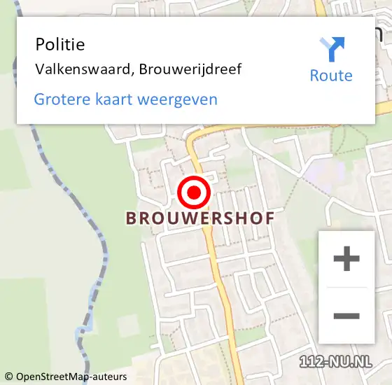 Locatie op kaart van de 112 melding: Politie Valkenswaard, Brouwerijdreef op 4 december 2024 21:22