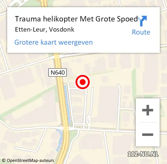 Locatie op kaart van de 112 melding: Trauma helikopter Met Grote Spoed Naar Etten-Leur, Vosdonk op 4 december 2024 21:25