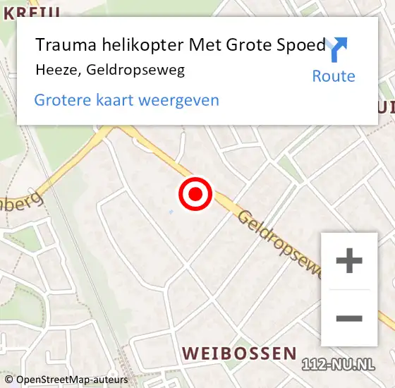 Locatie op kaart van de 112 melding: Trauma helikopter Met Grote Spoed Naar Heeze, Geldropseweg op 4 december 2024 21:49