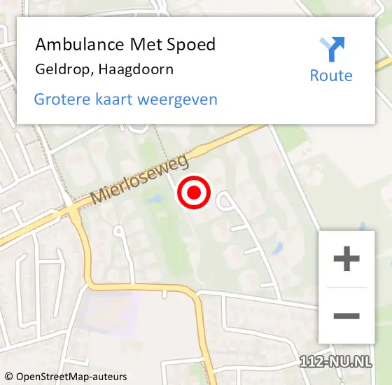 Locatie op kaart van de 112 melding: Ambulance Met Spoed Naar Geldrop, Haagdoorn op 29 oktober 2014 10:23