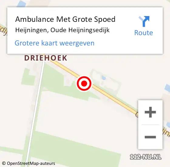 Locatie op kaart van de 112 melding: Ambulance Met Grote Spoed Naar Heijningen, Oude Heijningsedijk op 29 oktober 2014 10:23