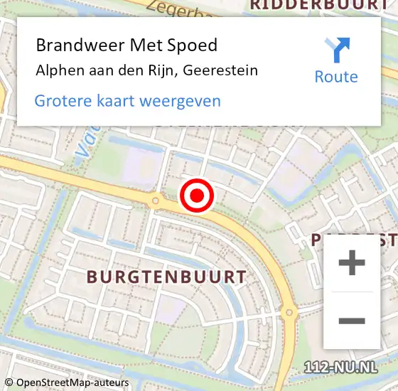 Locatie op kaart van de 112 melding: Brandweer Met Spoed Naar Alphen aan den Rijn, Geerestein op 4 december 2024 22:06