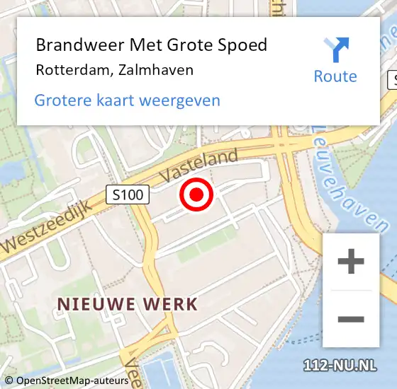 Locatie op kaart van de 112 melding: Brandweer Met Grote Spoed Naar Rotterdam, Zalmhaven op 4 december 2024 22:06