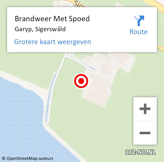 Locatie op kaart van de 112 melding: Brandweer Met Spoed Naar Garyp, Sigerswâld op 4 december 2024 22:47