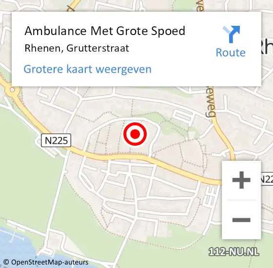 Locatie op kaart van de 112 melding: Ambulance Met Grote Spoed Naar Rhenen, Grutterstraat op 19 oktober 2013 07:33