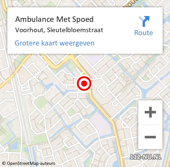 Locatie op kaart van de 112 melding: Ambulance Met Spoed Naar Voorhout, Sleutelbloemstraat op 4 december 2024 23:21