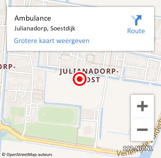 Locatie op kaart van de 112 melding: Ambulance Julianadorp, Soestdijk op 4 december 2024 23:57