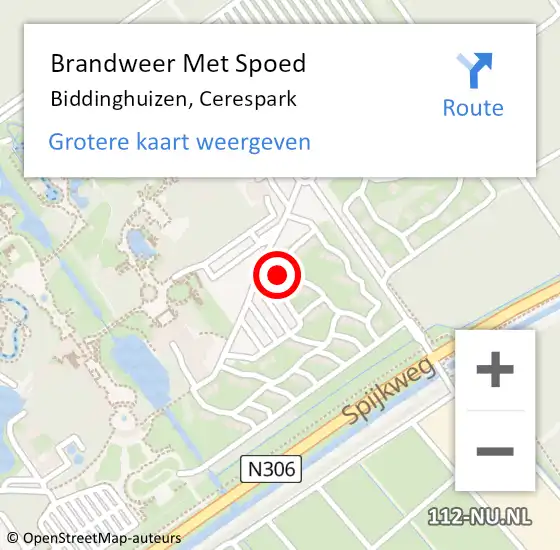 Locatie op kaart van de 112 melding: Brandweer Met Spoed Naar Biddinghuizen, Cerespark op 4 december 2024 23:59