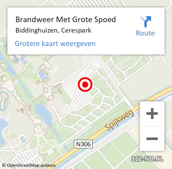 Locatie op kaart van de 112 melding: Brandweer Met Grote Spoed Naar Biddinghuizen, Cerespark op 4 december 2024 23:59