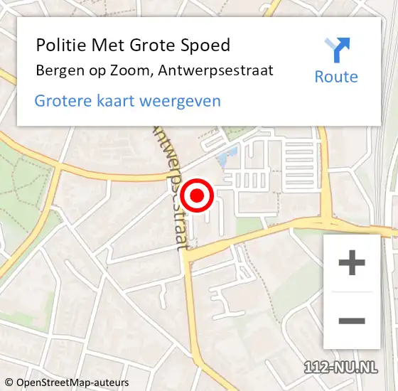 Locatie op kaart van de 112 melding: Politie Met Grote Spoed Naar Bergen op Zoom, Antwerpsestraat op 5 december 2024 00:31