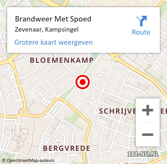 Locatie op kaart van de 112 melding: Brandweer Met Spoed Naar Zevenaar, Kampsingel op 5 december 2024 00:36