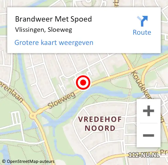 Locatie op kaart van de 112 melding: Brandweer Met Spoed Naar Vlissingen, Sloeweg op 5 december 2024 00:42