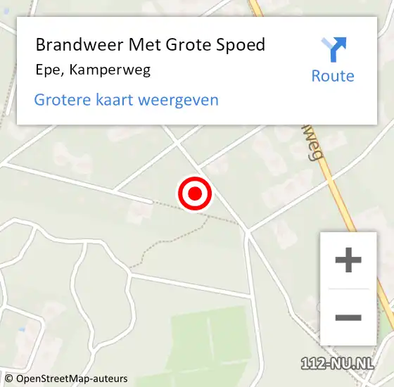 Locatie op kaart van de 112 melding: Brandweer Met Grote Spoed Naar Epe, Kamperweg op 5 december 2024 01:53