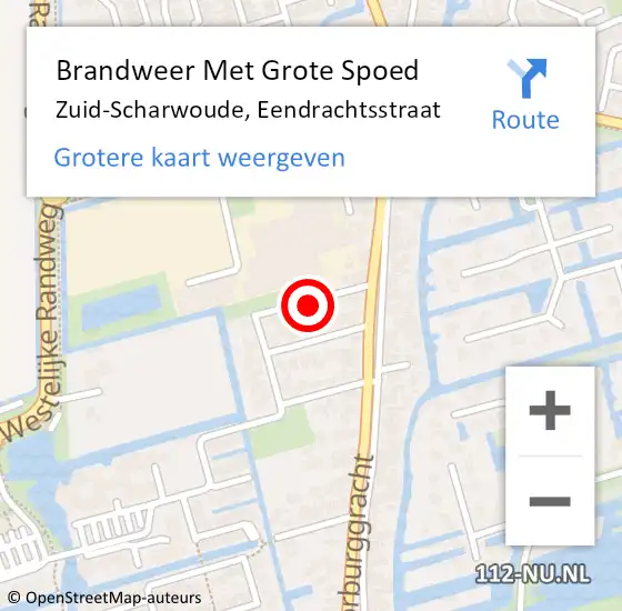 Locatie op kaart van de 112 melding: Brandweer Met Grote Spoed Naar Zuid-Scharwoude, Eendrachtsstraat op 5 december 2024 02:02