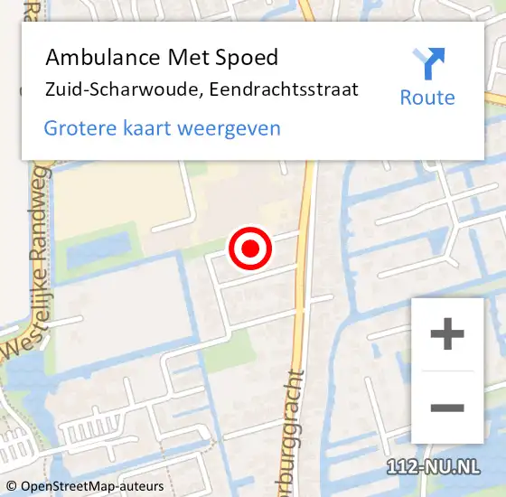 Locatie op kaart van de 112 melding: Ambulance Met Spoed Naar Zuid-Scharwoude, Eendrachtsstraat op 5 december 2024 02:15