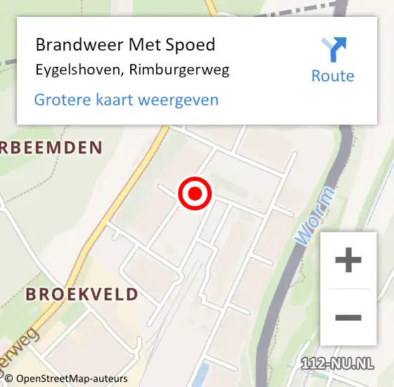 Locatie op kaart van de 112 melding: Brandweer Met Spoed Naar Eygelshoven, Rimburgerweg op 5 december 2024 03:49