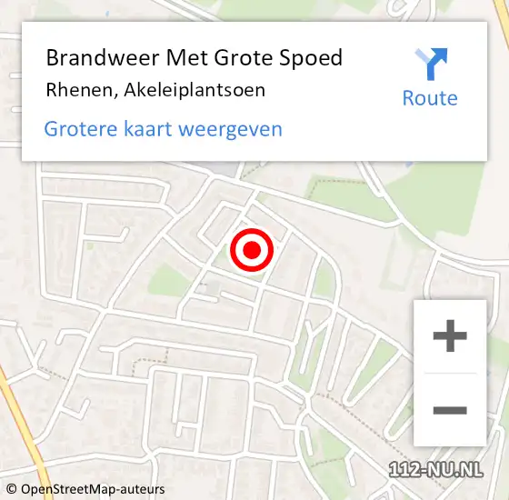 Locatie op kaart van de 112 melding: Brandweer Met Grote Spoed Naar Rhenen, Akeleiplantsoen op 5 december 2024 03:52