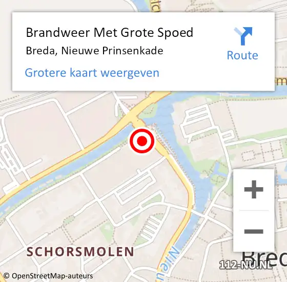 Locatie op kaart van de 112 melding: Brandweer Met Grote Spoed Naar Breda, Nieuwe Prinsenkade op 5 december 2024 05:32