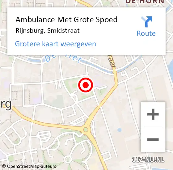 Locatie op kaart van de 112 melding: Ambulance Met Grote Spoed Naar Rijnsburg, Smidstraat op 5 december 2024 06:23