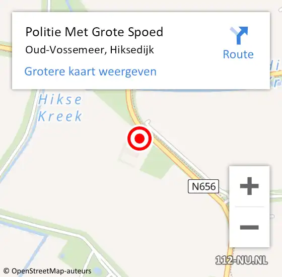 Locatie op kaart van de 112 melding: Politie Met Grote Spoed Naar Oud-Vossemeer, Hiksedijk op 5 december 2024 06:38