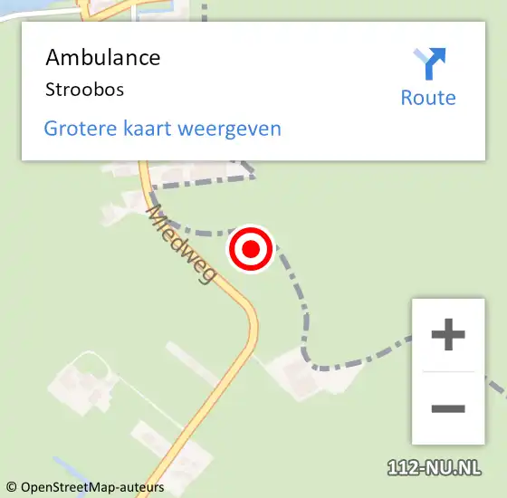 Locatie op kaart van de 112 melding: Ambulance Stroobos op 5 december 2024 07:15