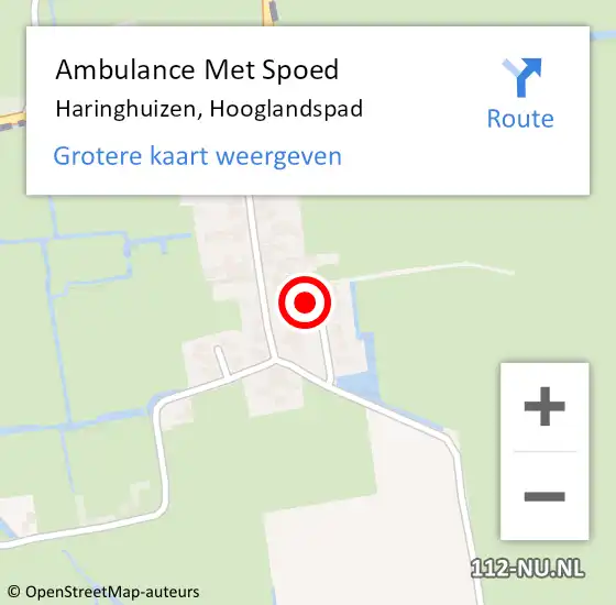 Locatie op kaart van de 112 melding: Ambulance Met Spoed Naar Haringhuizen, Hooglandspad op 5 december 2024 08:39