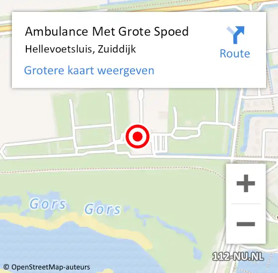 Locatie op kaart van de 112 melding: Ambulance Met Grote Spoed Naar Hellevoetsluis, Zuiddijk op 5 december 2024 08:48