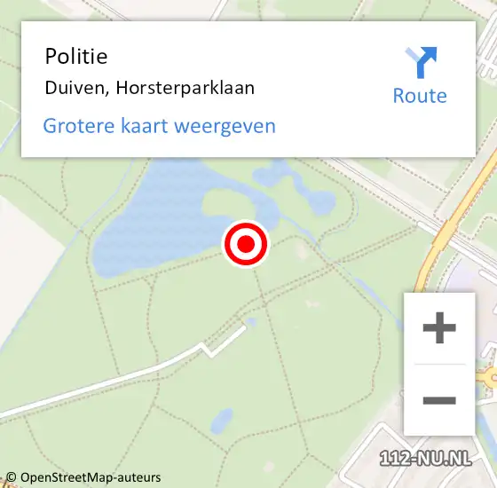 Locatie op kaart van de 112 melding: Politie Duiven, Horsterparklaan op 5 december 2024 09:18