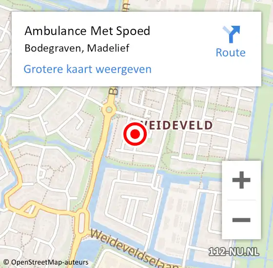 Locatie op kaart van de 112 melding: Ambulance Met Spoed Naar Bodegraven, Madelief op 5 december 2024 09:21